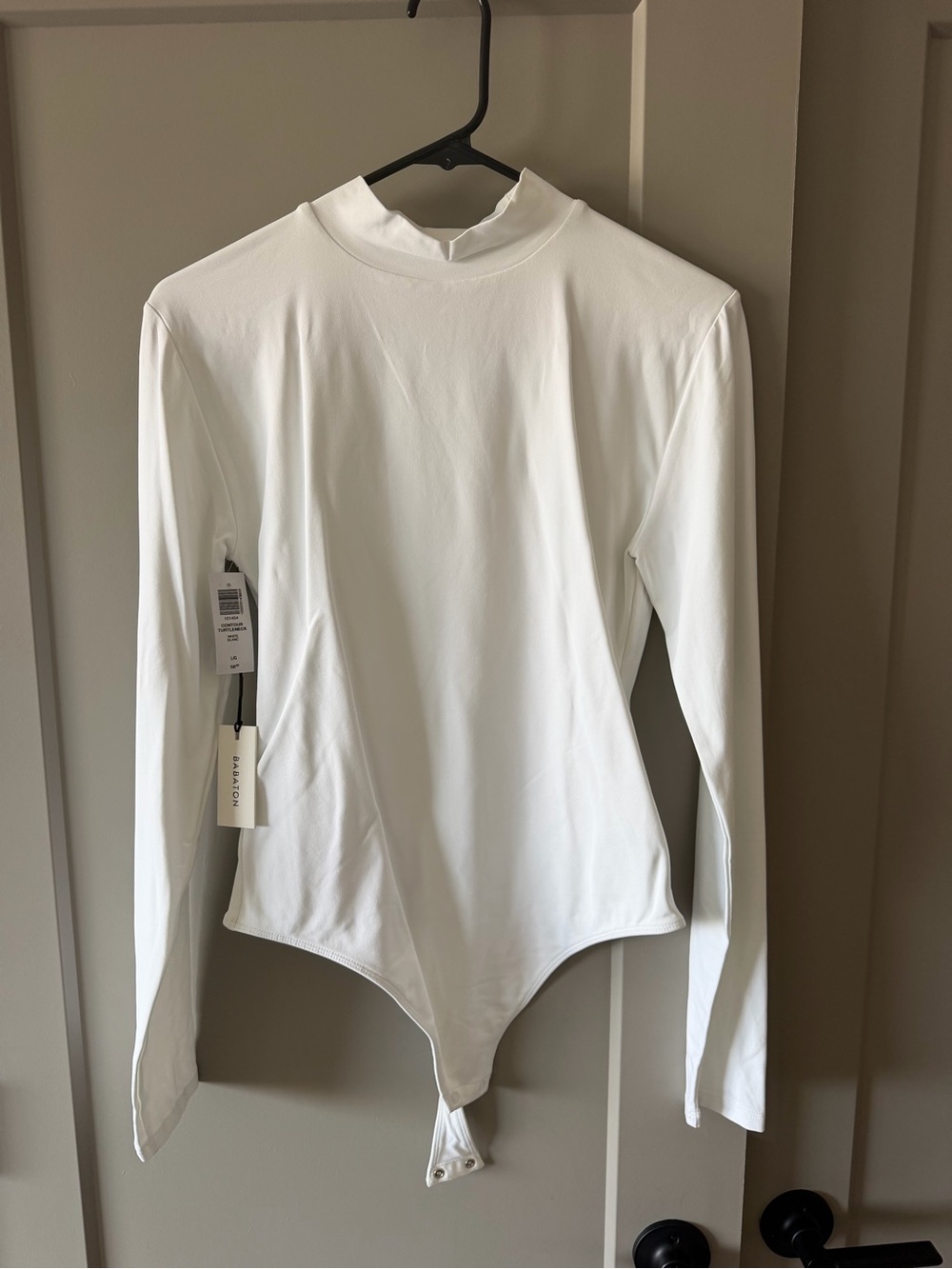 Babaton White Long-Sleeve Mock Neck Bodysuit
